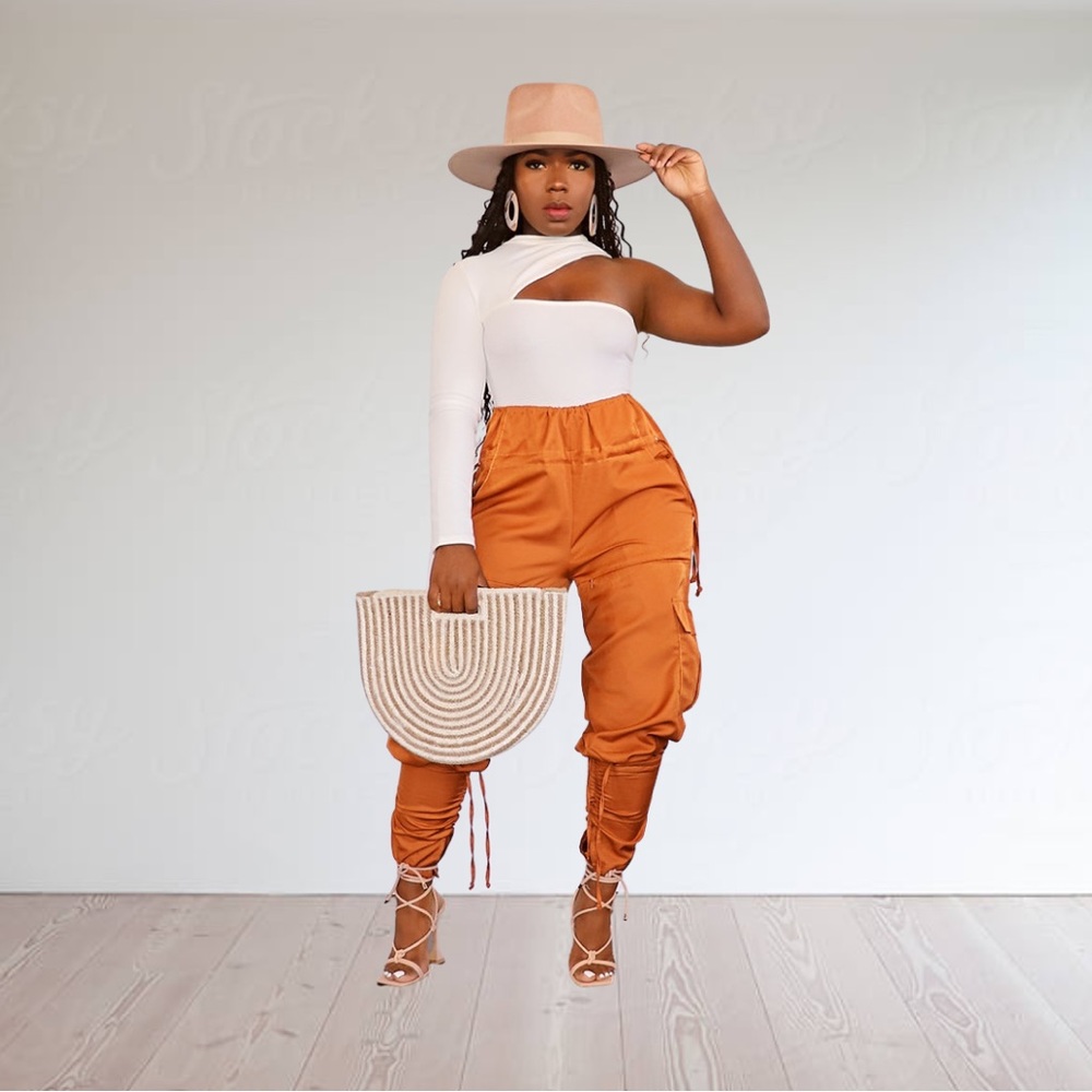 Asymmetric Rust Cargo Joggers - Women